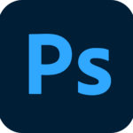 Logo a color azul del programa informático de diseño y retoque fotográfico Adobe Photoshop