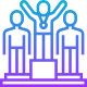Icono de diferentes niveles con tres personas en diferentes puestos